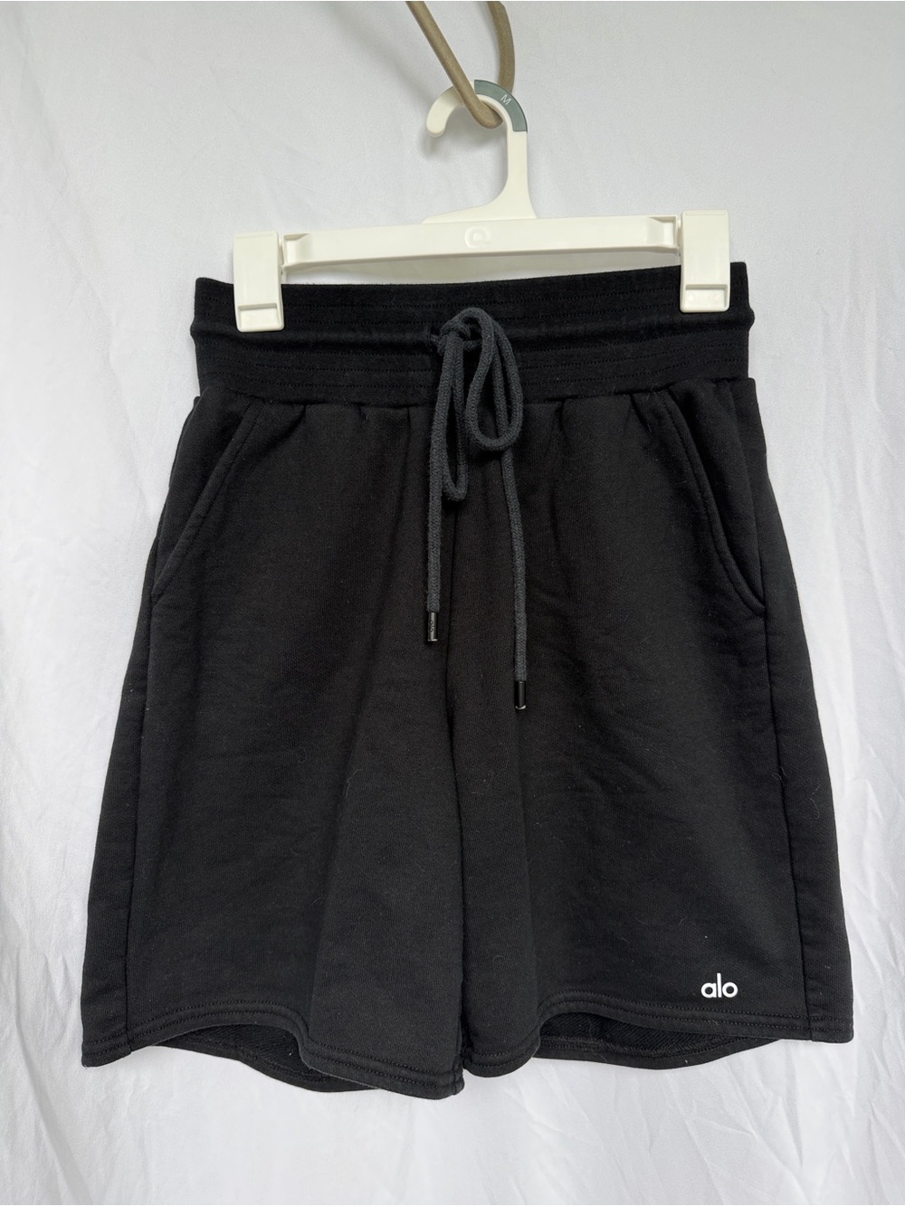 ALO Yoga Black High-Rise Easy Sweat Drawstring Bermuda Shorts